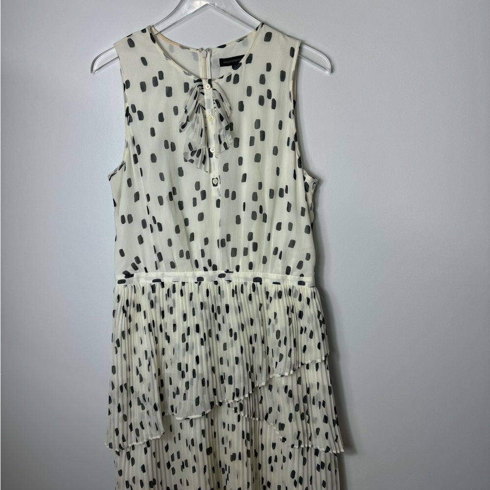 Banana Republic Pleated Dot-Print Dress, BLack and white 12 tall 1867 - Picture 1 of 2
